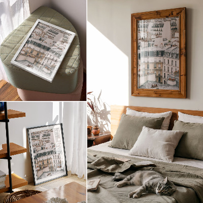Impression sur toile Toits et cheminées symétriques des bâtiments