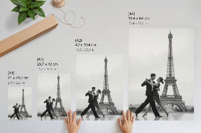 Décoration murale Un couple en noir et blanc danse devant la tour
