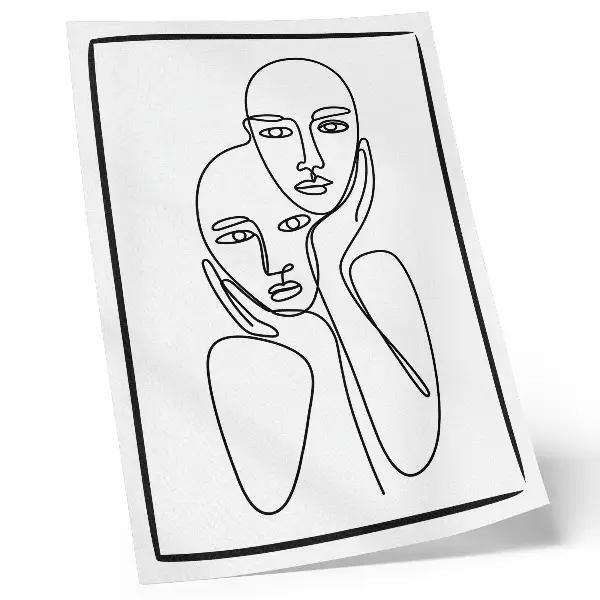Décoration murale contours du visage aux lignes noires minimalistes et élégantes