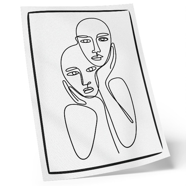 Décoration murale contours du visage, lignes noires, minimalisme, élégance