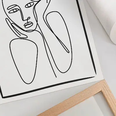 Décoration murale contours du visage aux lignes noires minimalistes et élégantes