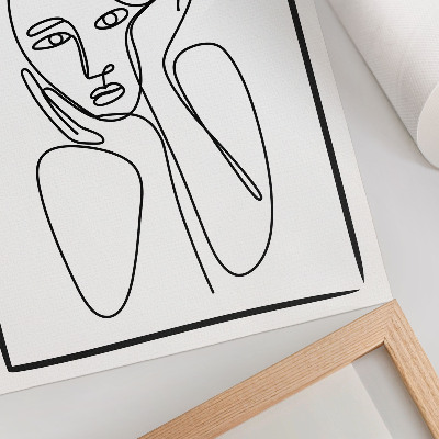 Décoration murale contours du visage, lignes noires, minimalisme, élégance