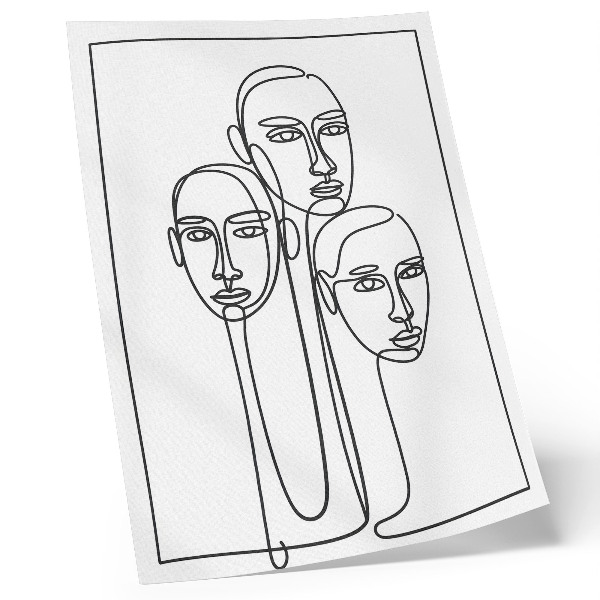 Affiche décorative Visages dessinés au trait, minimalisme, élégance