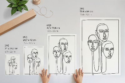 Affiche décorative Visages dessinés au trait, minimalisme, élégance