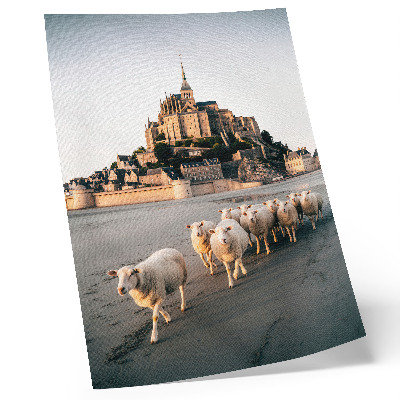 Décoration murale Château, colline, moutons, sable, atmosphère paisible
