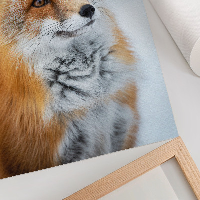 Impression sur toile Portrait d'un renard joyeux dans un décor hivernal