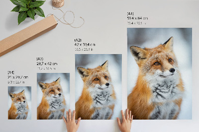 Impression sur toile Portrait d'un renard joyeux dans un décor hivernal