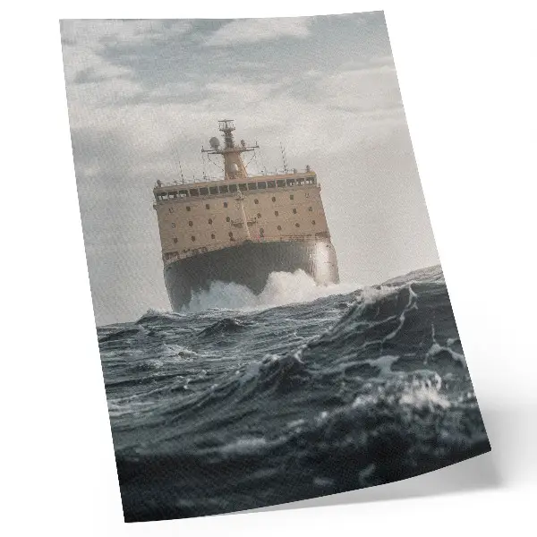 Affiche décorative navire en mer dans un style minimaliste évoquant l'harmonie et la majesté