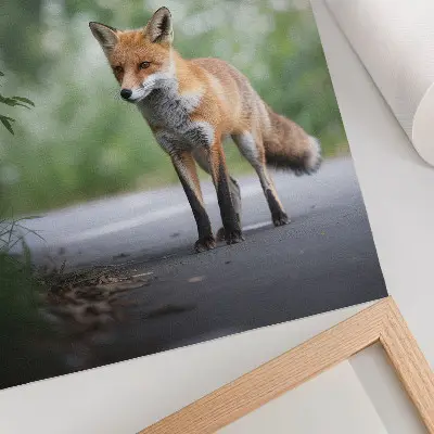 Décoration murale renard dans la nature verte au style minimaliste axé sur la paix