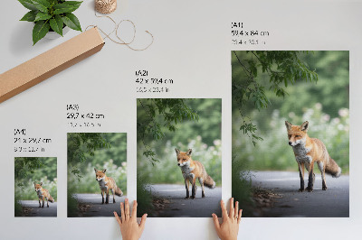 Décoration murale Renard dans la nature verte, paix, minimalisme
