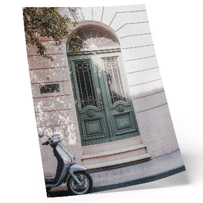 Affiche décorative Façade élégante avec portes vertes et un scooter