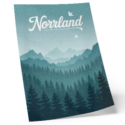 Impression sur toile Montagnes bleues, arbres verts, espace, nature