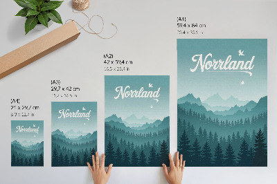 Impression sur toile Montagnes bleues, arbres verts, espace, nature