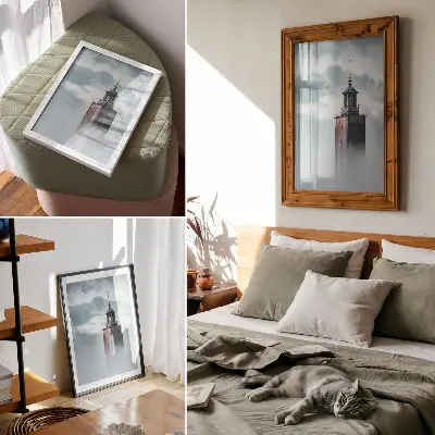 Affiche décorative tour historique dans un brouillard délicat