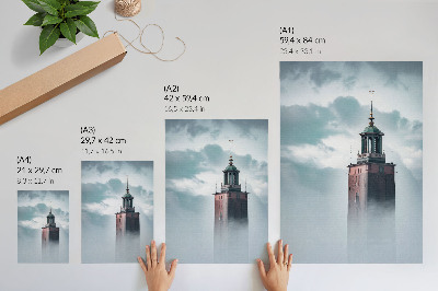 Affiche décorative Une tour historique dans un brouillard délicat