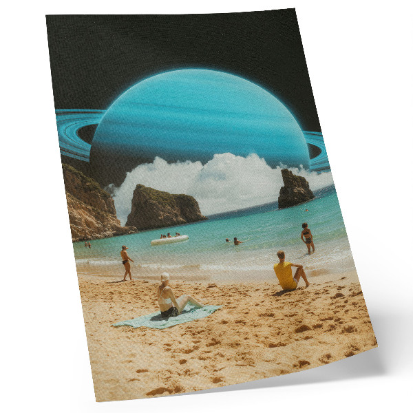 Décoration murale Plage avec une planète au-dessus de l'eau par une journée ensoleillée