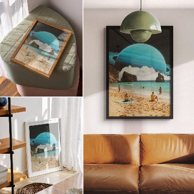 Décoration murale Plage avec une planète au-dessus de l'eau par une journée ensoleillée