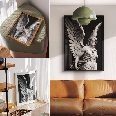 Impression sur toile Sculpture d'ange en marbre, pleine de détails et d'élégance