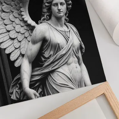 Impression sur toile représentant une sculpture d'ange en marbre détaillée et élégante