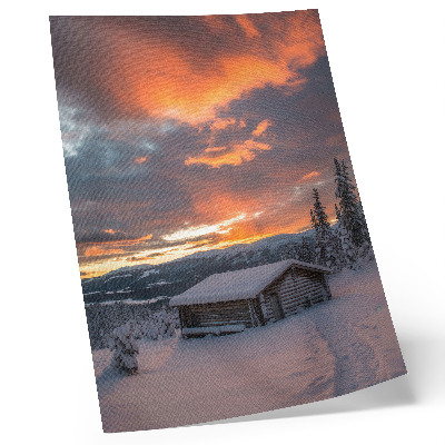 Impression sur toile Abri d'hiver ciel orange nature
