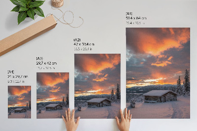 Impression sur toile Abri d'hiver ciel orange nature