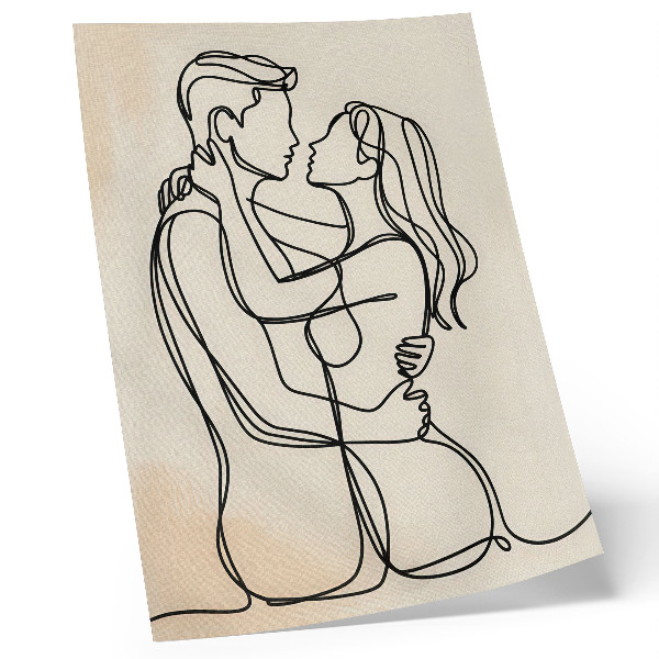 Impression sur toile Fond beige minimaliste pour un couple amoureux