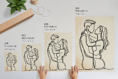 Impression sur toile Fond beige minimaliste pour un couple amoureux