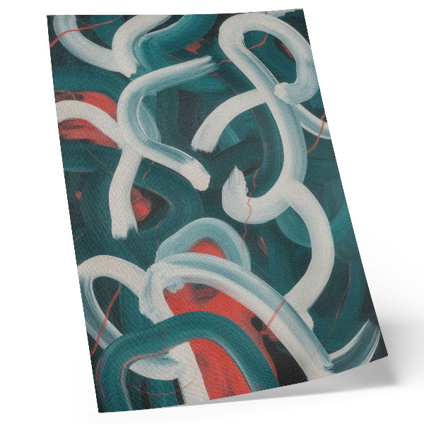 Impression sur toile traits abstraits et dynamiques de couleur turquoise