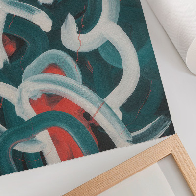 Impression sur toile traits abstraits et dynamiques de couleur turquoise