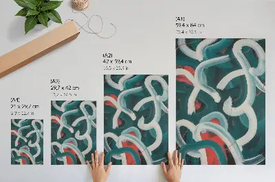 Impression sur toile représentant des traits abstraits et dynamiques de couleur turquoise