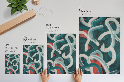 Impression sur toile traits abstraits et dynamiques de couleur turquoise