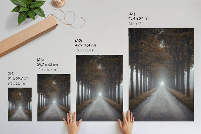 Affiche décorative composition symétrique et harmonieuse du brouillard d'une ruelle d'automne