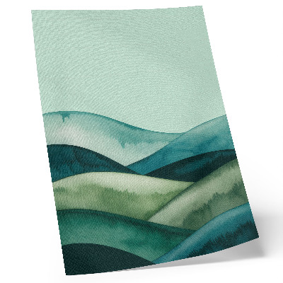 Affiche décorative Collines verdoyantes, atmosphère turquoise, style aquarelle