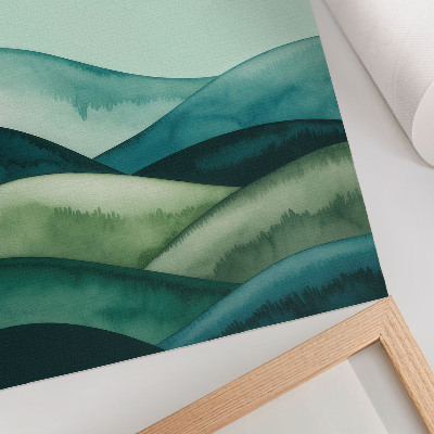 Affiche décorative Collines verdoyantes, atmosphère turquoise, style aquarelle