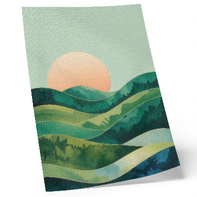 Décoration murale Collines pastel, soleil aquarelle