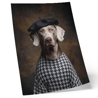 Décoration murale élégance d'un chien portant un béret et un gilet à motifs