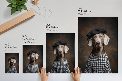 Décoration murale élégance d'un chien portant un béret et un gilet à motifs
