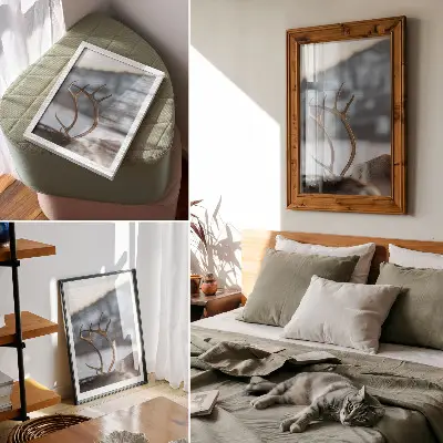 Impression sur toile renne des bois dans un paysage hivernal harmonieux