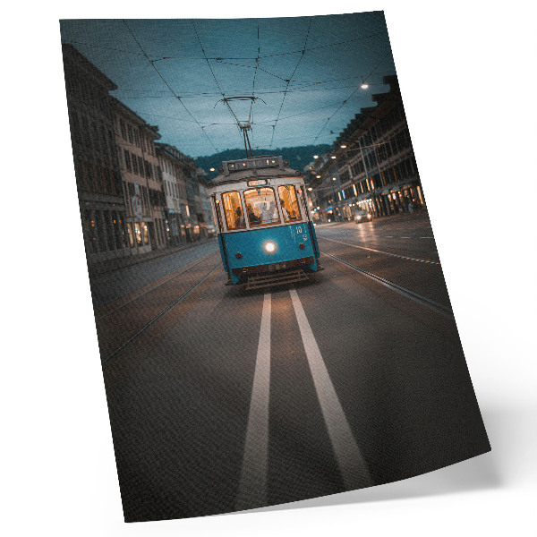 Affiche décorative Lumières rétro des tramways du soir