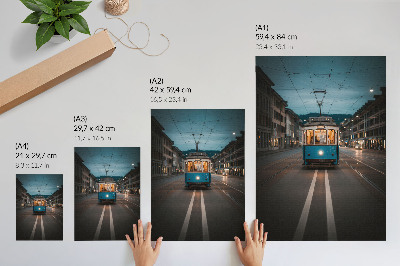 Affiche décorative Lumières rétro des tramways du soir
