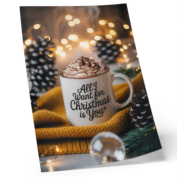 Impression sur toile Mug avec inscription écharpe lumières chaudes jaunes
