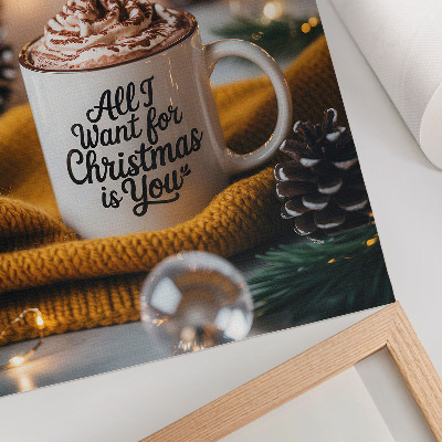 Impression sur toile Mug avec inscription écharpe lumières chaudes jaunes