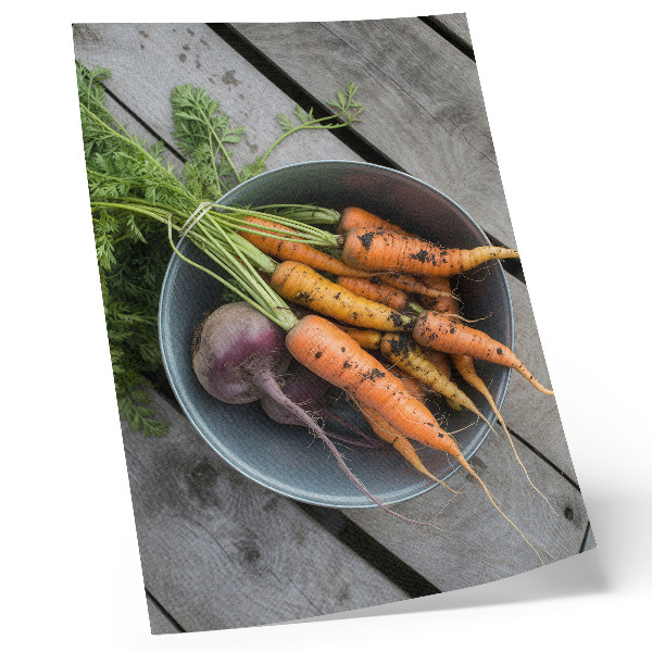 Impression sur toile Bol de légumes juteux style rustique en bois