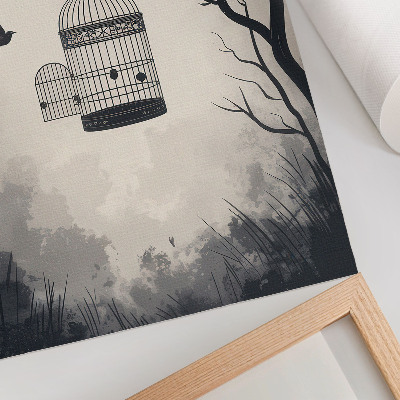 Affiche décorative simplicité d'un arbre à oiseaux noir et blanc