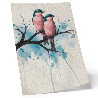 Affiche décorative Couple d'oiseaux sur une branche avec un fond abstrait