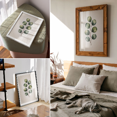 Impression sur toile Une branche avec un groupe de feuilles vertes