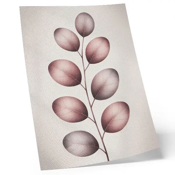Affiche décorative branche aux feuilles roses dans un style minimaliste et léger