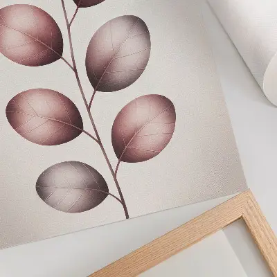 Affiche décorative branche aux feuilles roses dans un style minimaliste et léger