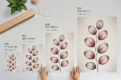 Affiche décorative branche aux feuilles roses dans un style minimaliste et léger