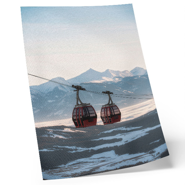Affiche décorative Montagnes aux paysages hivernaux avec téléphérique